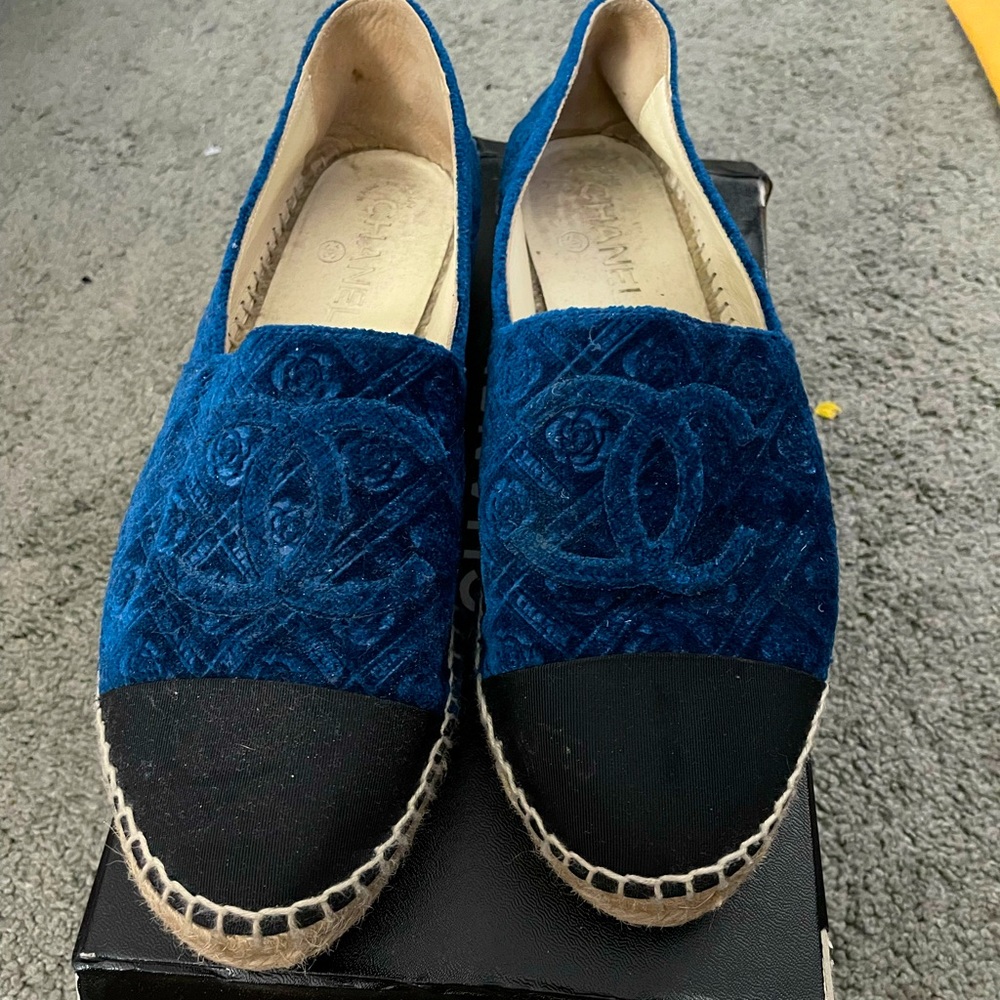 Barely Worn Velvet Rose Chanel Espadrilles.